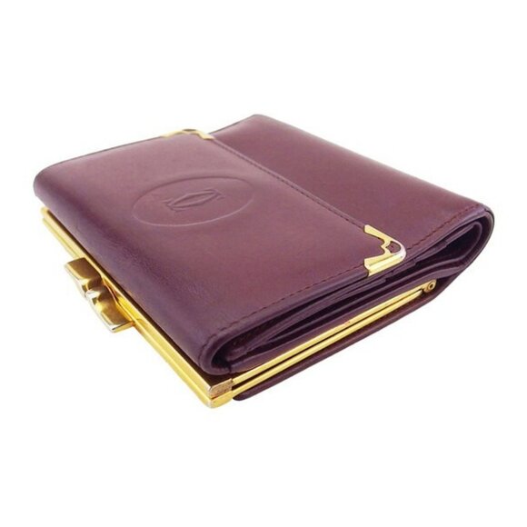 Cartier Purse Wallet Mastline Bordeaux Leather Authentic Used - Picture 5 of 11
